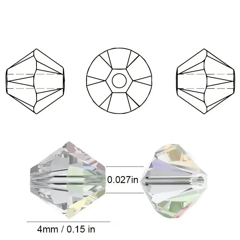 Ensemble de perles en verre de cristal Bicone de 24 couleurs, avec mallette de rangement, perles à f