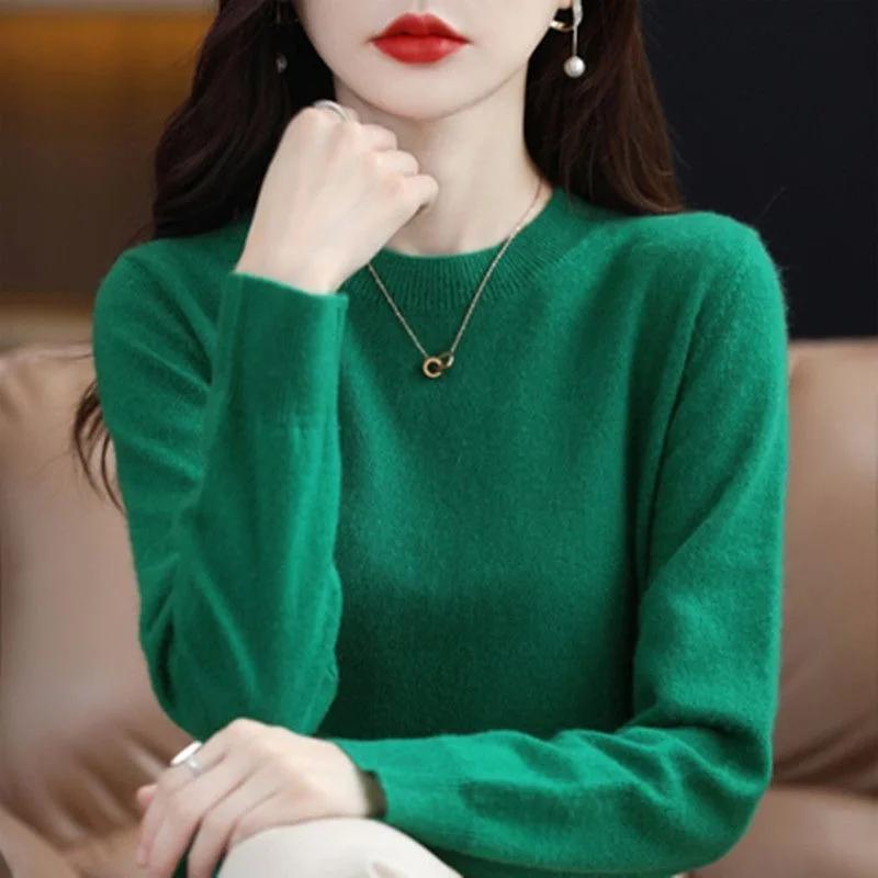Nouveau femmes pull col rond automne hiver basique pull chaud décontracté Pulls pulls mode coréenne