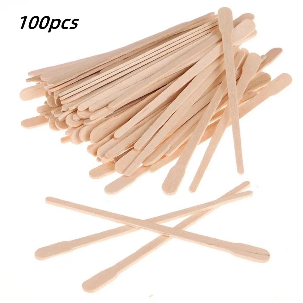 100 pièces femme en bois épilation bâton jetable épilation spatule cire bâtons bois visage sourcils