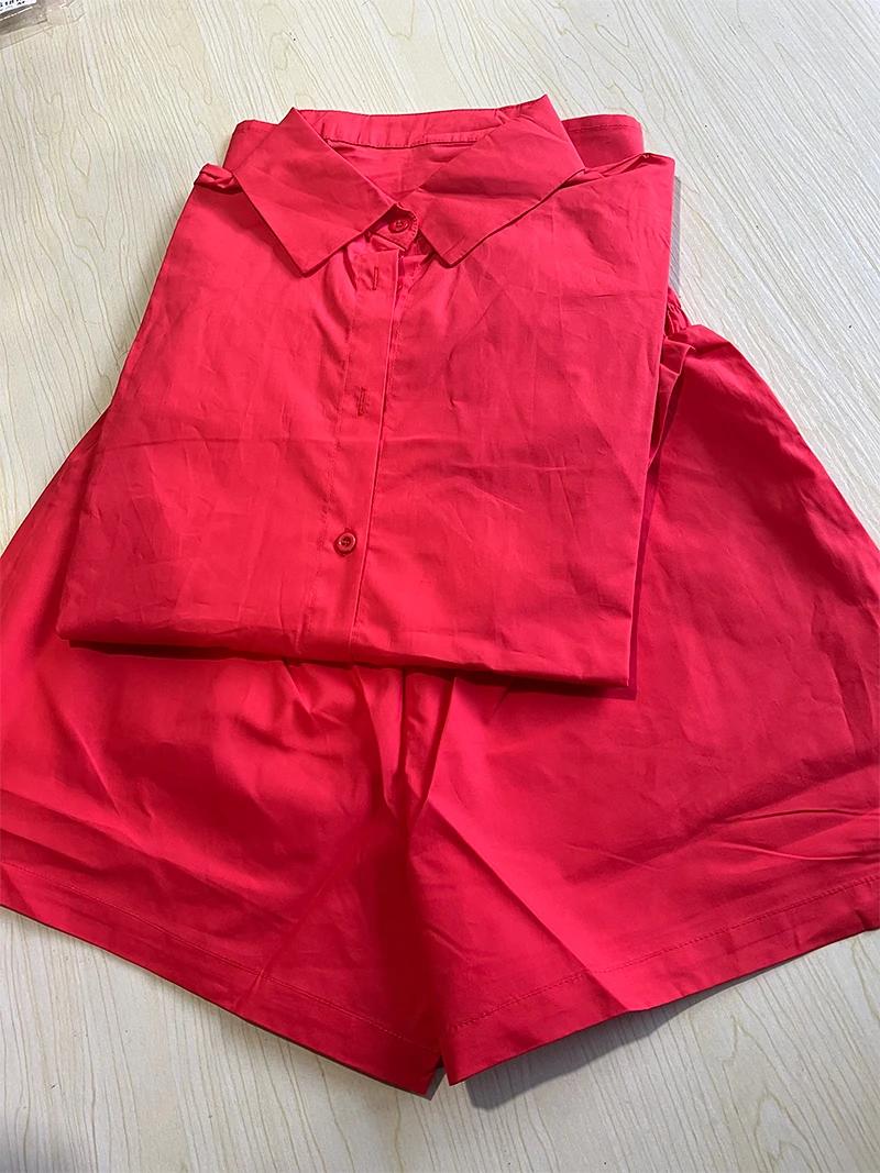 Survêtements en coton pour femmes, chemise avec mini short, ensembles 2 pièces, vêtements de mode, t