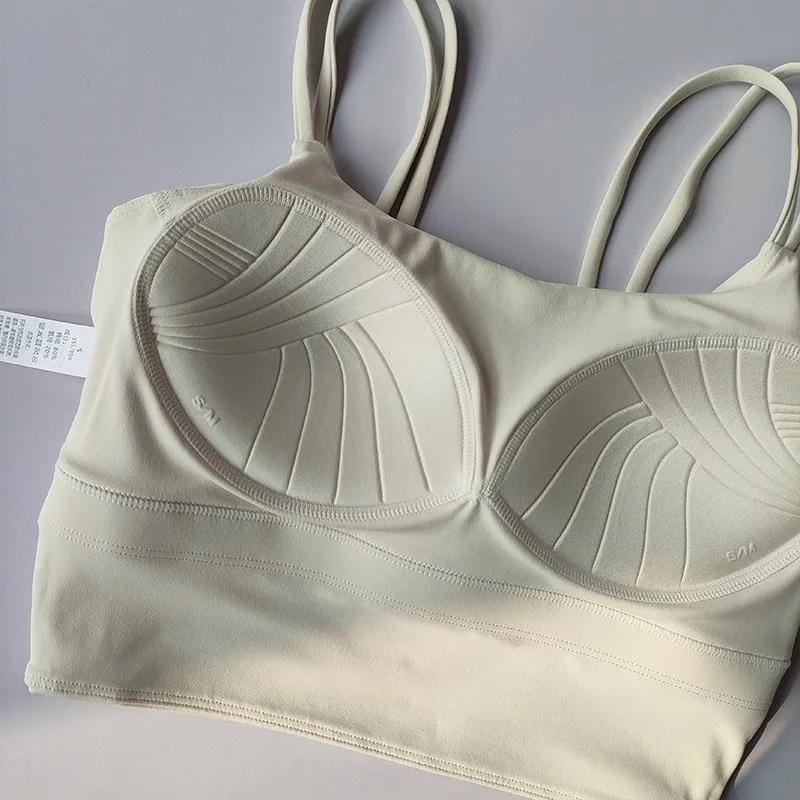 Soutien-gorge de sport sans couture pour femme, respirant, crop top de fitness, dos élégant, push-up