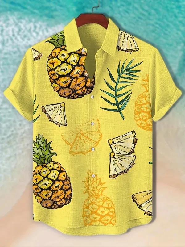 Beaux chemises graphiques pour hommes, chemises à revers boutonnées à manches courtes pour l'été, ha