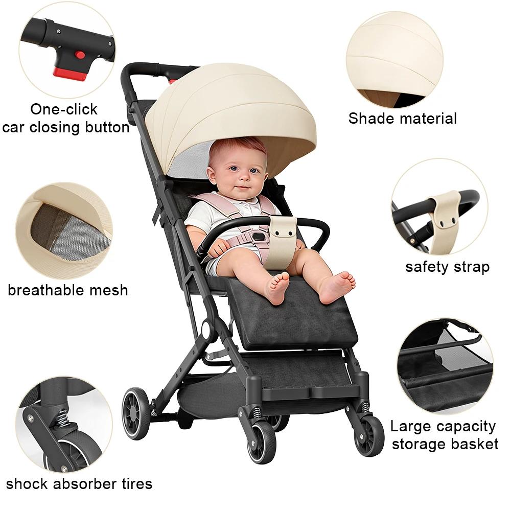 Poussette pliable légère - 6 mois à 4 ans - 360 ° Roues pivotantes - Ultralégères - Dossier réglab