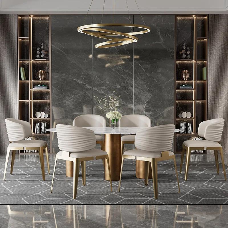 Chaise de salle à manger de luxe légère italienne, simple et moderne, en acier inoxydable, pour la m