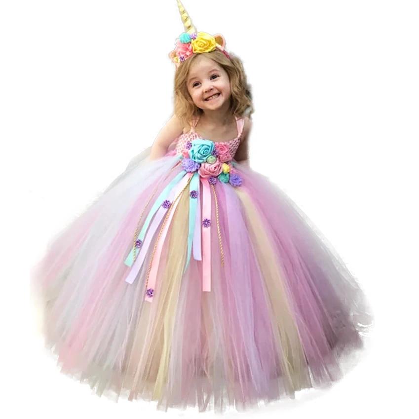 Robe tutu pastel Nairobi Orn pour filles, robe de Rhà bretelles en tulle au crochet pour enfants ave