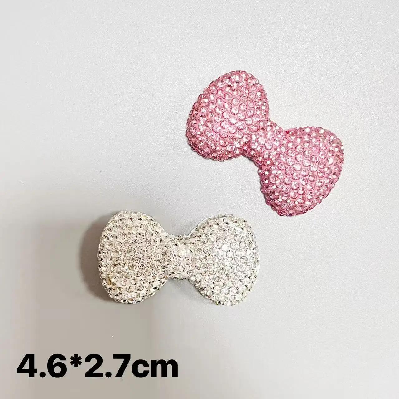 2 pièces de luxe Kawaii Rose blanc rouge grande taille résine AB couleur dos plat arc indésirable co