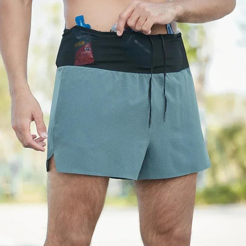 Short marathon 2 en 1 doublure triangulaire hommes respirant séchage rapide course