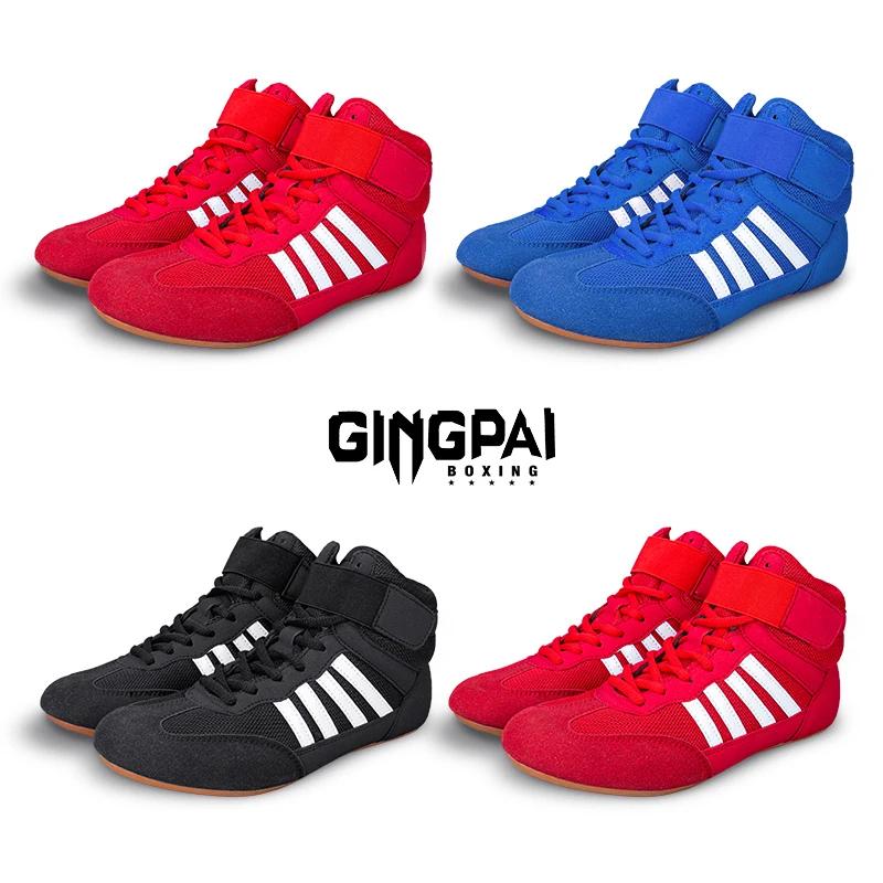 Chaussures de Lutte Boxe Professionnelles GINGPAI - Entraînement Homme Cuir Respirant