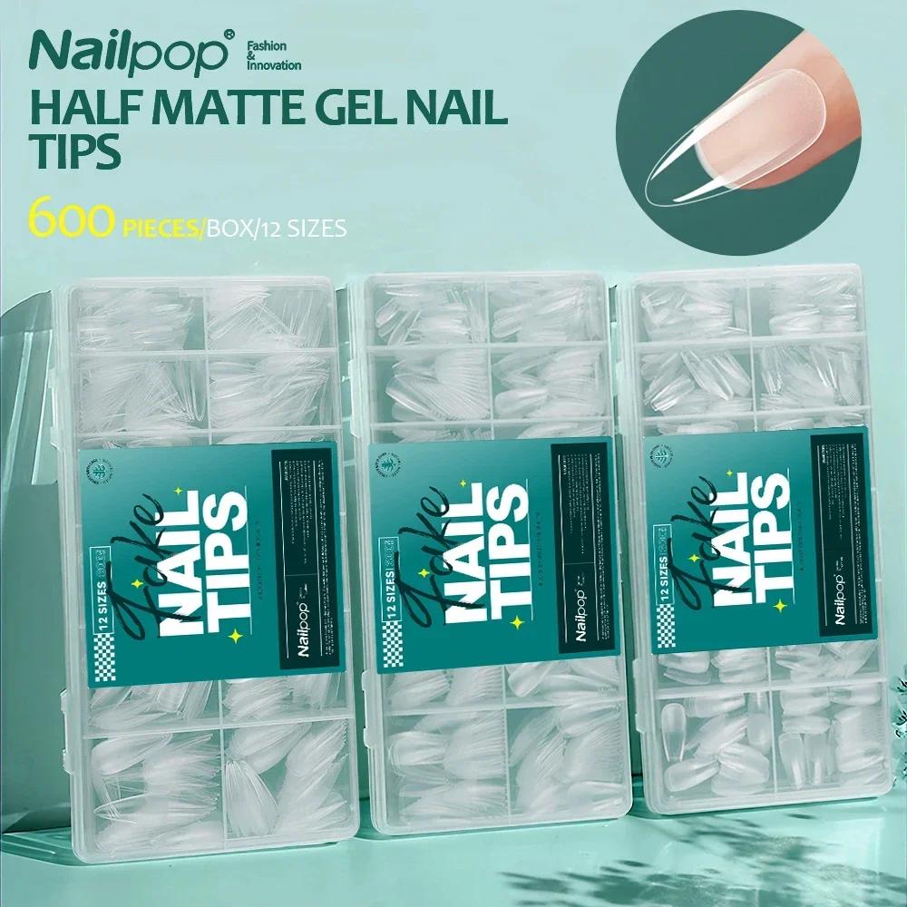 Nailpop 600 pièces pointes d'ongles couverture complète longueur moyenne ballerine presse sur faux o