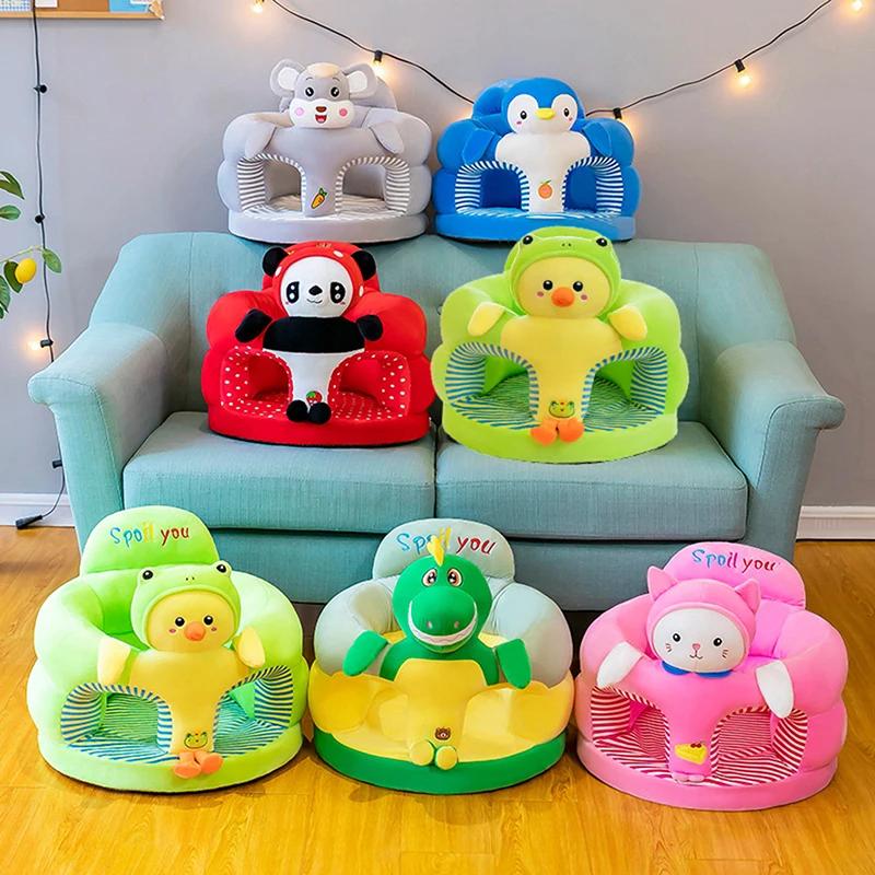 Housse de chaise d'assise pour bébé, housse de canapé en peluche en forme d'animal mignon, coussin d