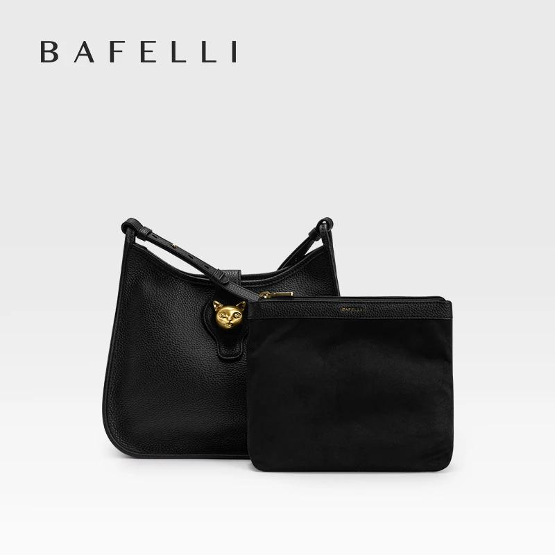BAFELLI Nouveau sac seau en cuir de bétail naturel pour femme – Épaule et bandoulière polyvalentes e