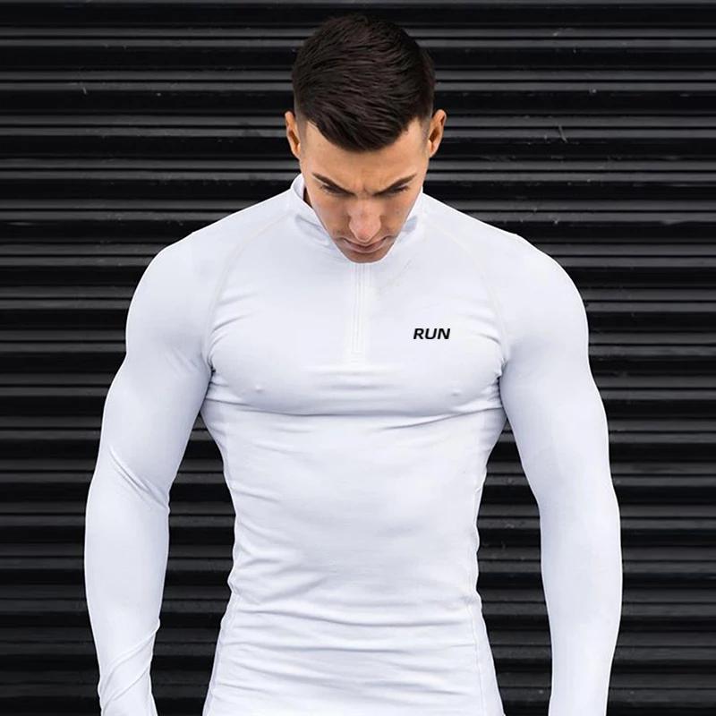 Polos de compression ajustés à séchage rapide pour l'automne, T-shirts de musculation à manches long
