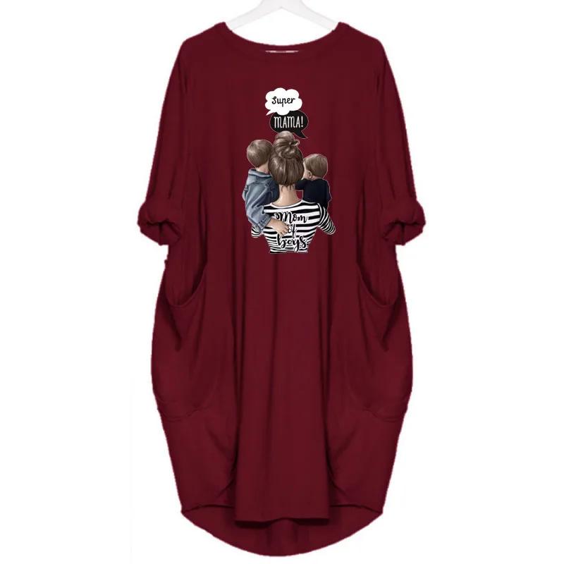 Robe ample à manches longues pour femmes, grande taille, automne hiver, décontractée, col rond, coul