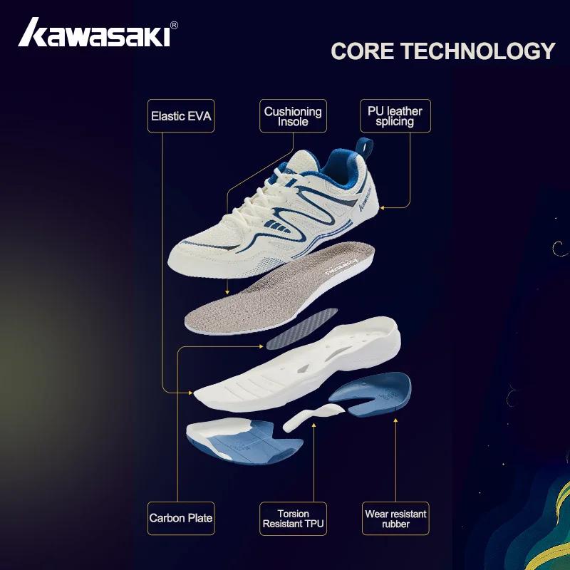 Kawasaki – chaussures de Badminton sans marquage, semelle en caoutchouc, feuille de Fiber de carbone