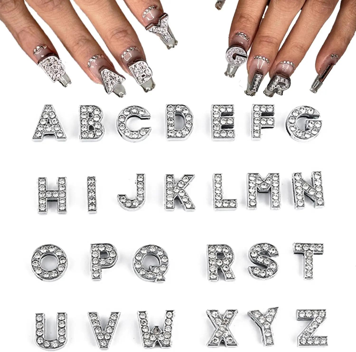 26 pièces A-Z 26 lettres bijoux à bricoler soi-même faisant des décorations d'ongles en alliage d'ar