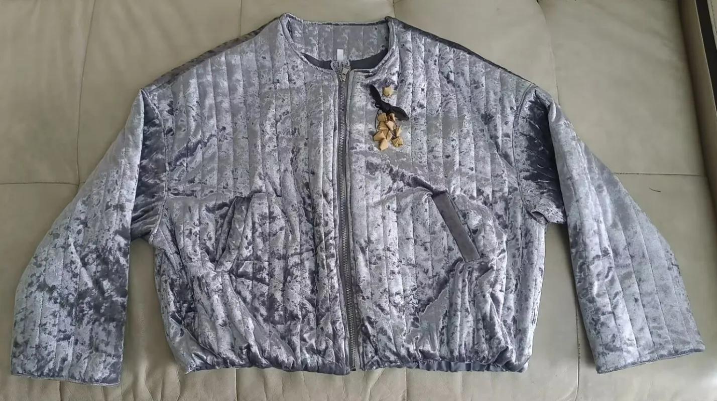 Veste Cardigan gris à fermeture éclair pour femme, manteau épais en coton, haut de gamme, chaud, man