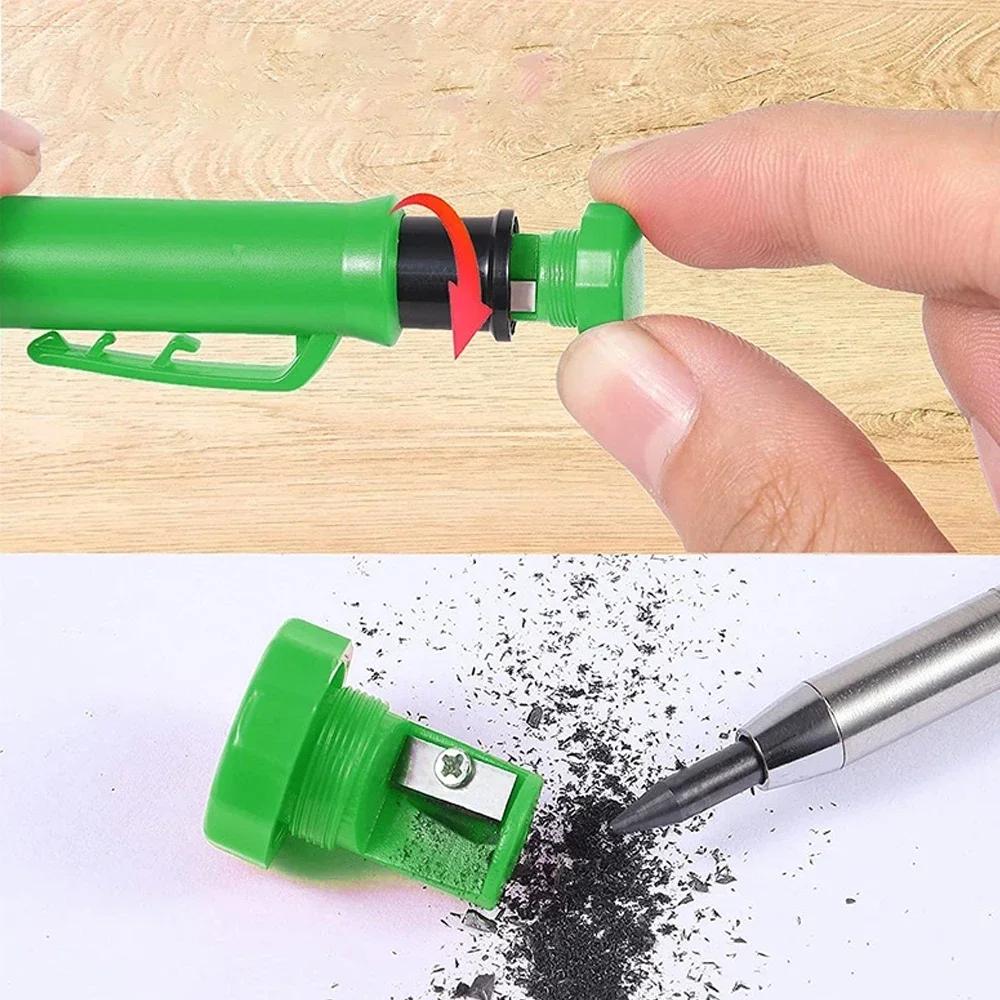 Marqueurs à trous profonds à tête longue réutilisables, crayons de recharge de charpentier solide, a