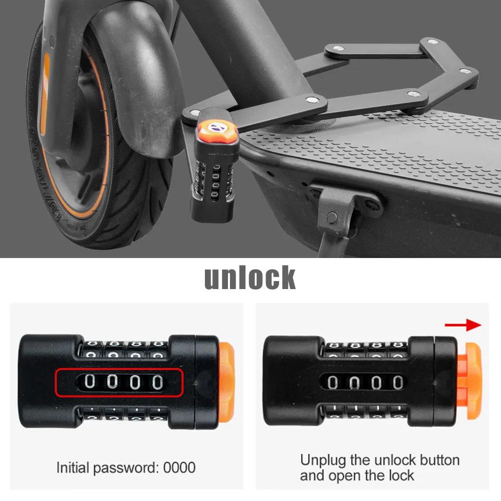 Serrure pliable antivol pour Scooter électrique, cadenas à câble de chaîne pour NinebotG30 G30D F20
