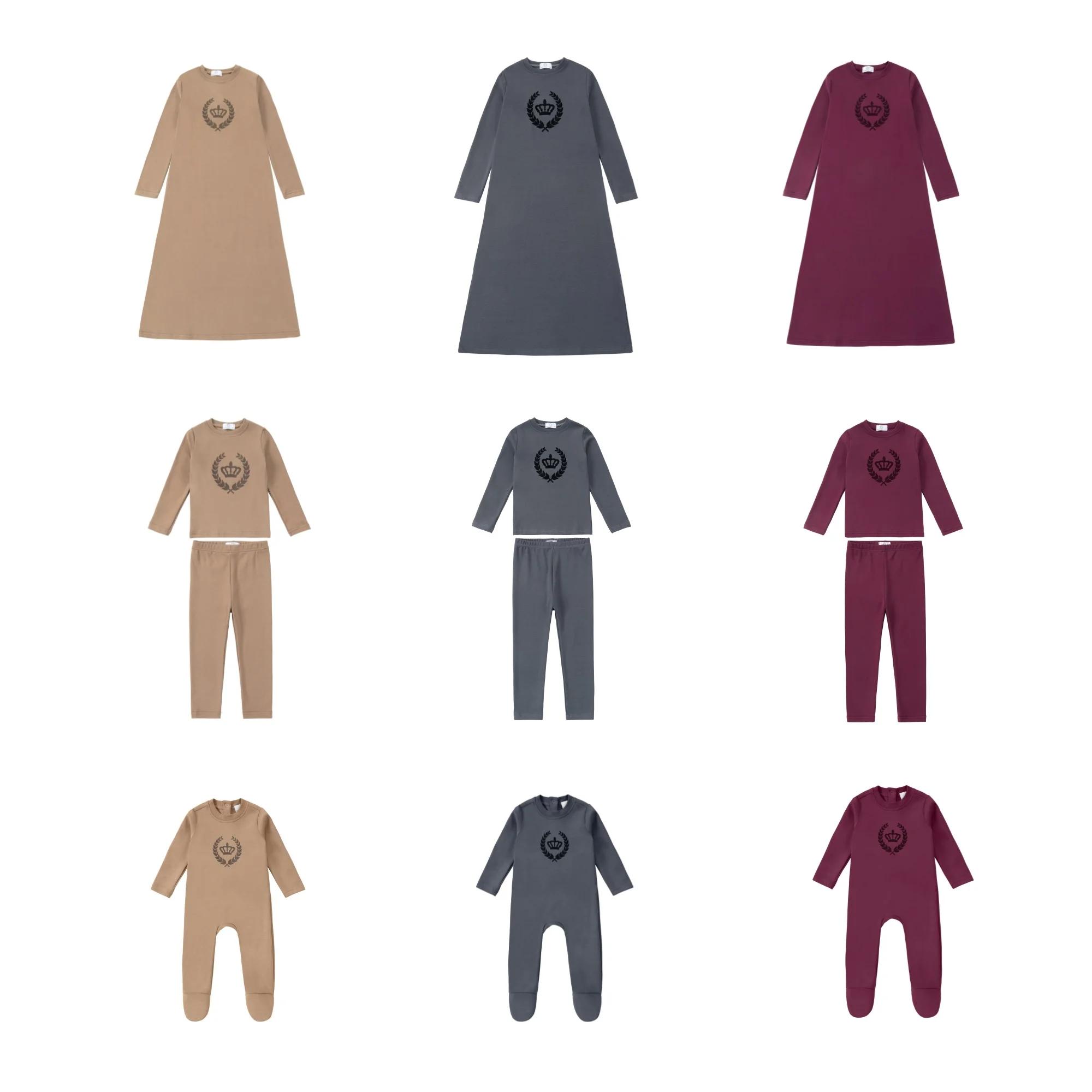 AP 2025 AW Royal velours couronne coton pj enfants mode famille correspondant vêtements enfants garç