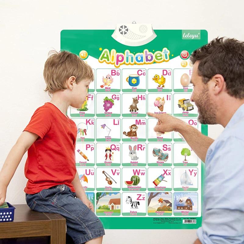 Affiche parlante anglaise, chiffres de l'alphabet, Fruits, animaux, tableau mural électronique inter