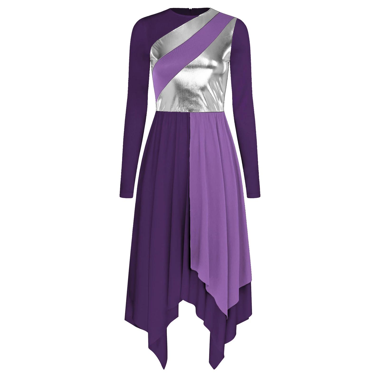 Robe de danse lyrique moderne à manches longues pour femmes, vêtements de danse pour salle de bal, c
