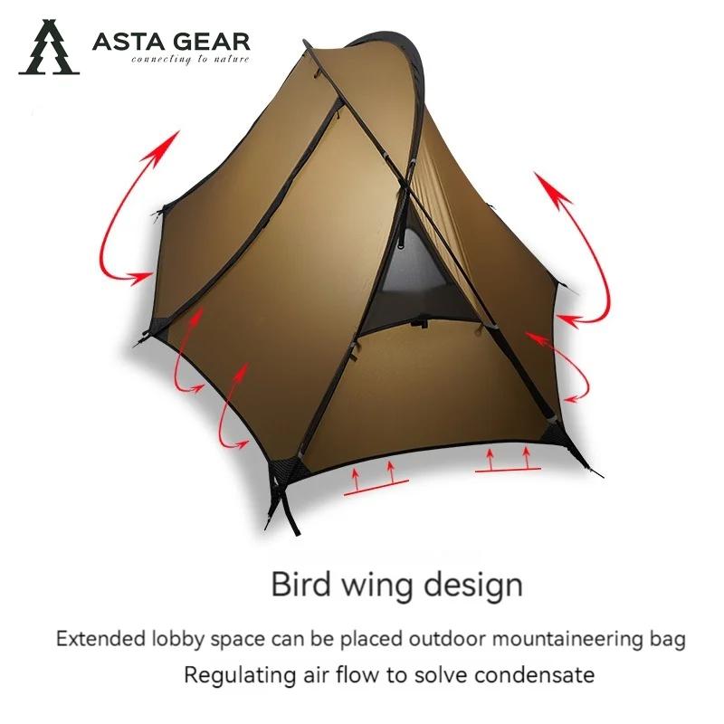Asta Gear Crescent 1 20D-Tente de camping en nylon et silicone, pour 1 personne, étanche au vent et
