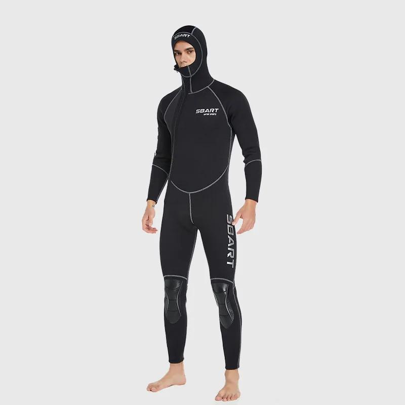 Combinaison de plongée en néoprène à capuche pour homme, maillot de bain une pièce, manches longues,
