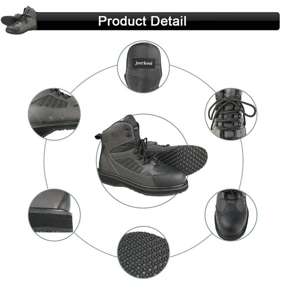 JEERKOOL Chaussures de pêche avec pantalon, Waders de pêche, Baskets aquatiques à semelle en caoutch