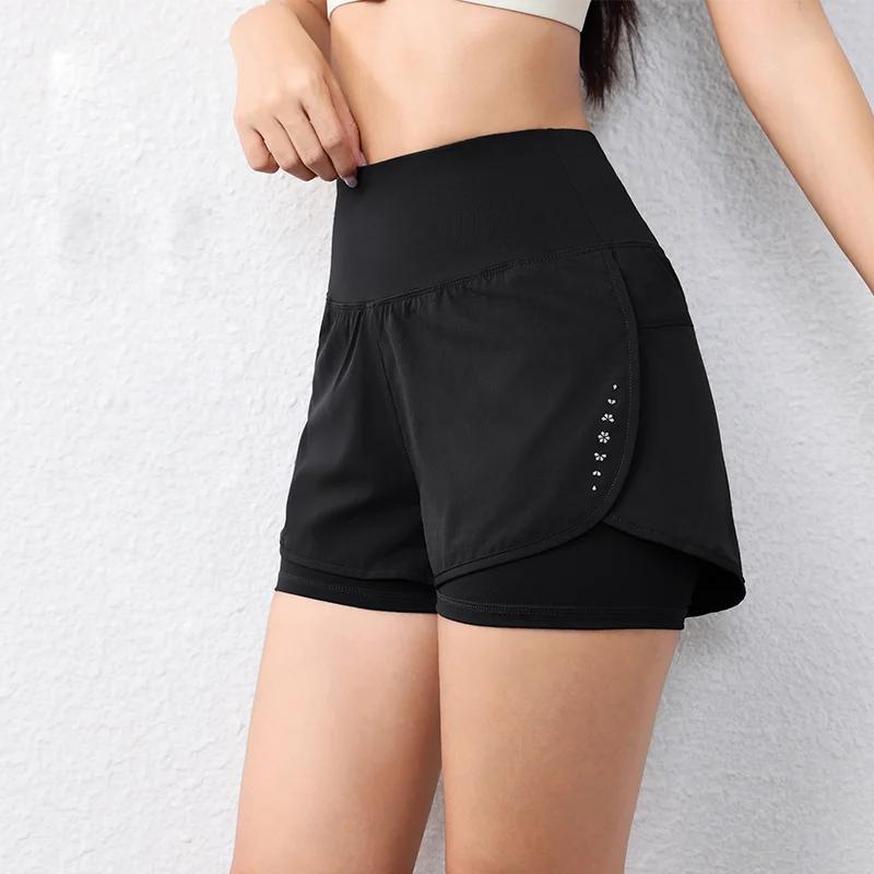 Short de course à séchage rapide pour femmes, couche de sport, taille élastique, short de sport acti
