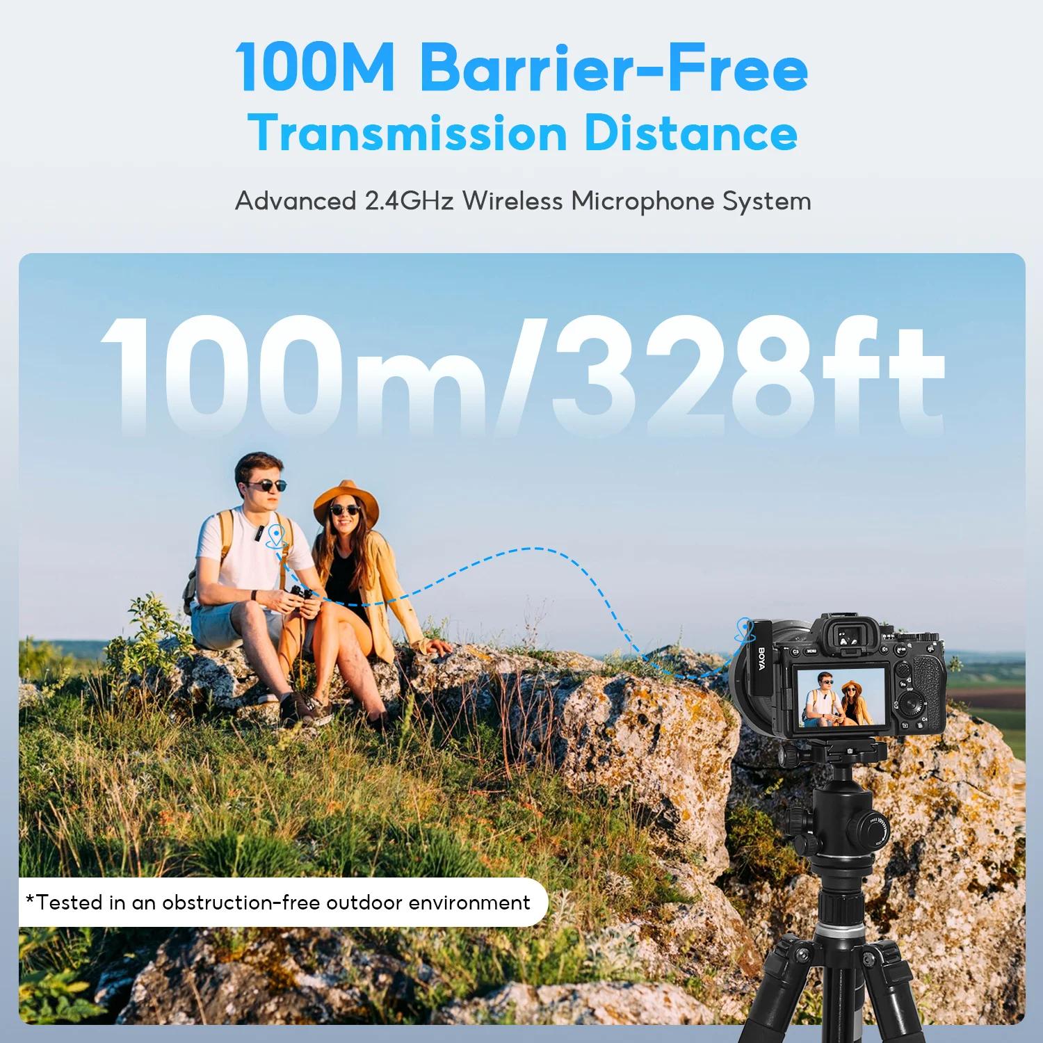 BOYA BOYALINK-Microphone Lavalier sans fil, pour iPhone, Android, appareil photo reflex numérique, Y