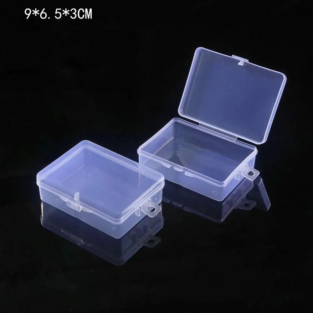 Boîte de rangement carrée en plastique transparent, conteneur pour bijoux, perles, outils de pêche,