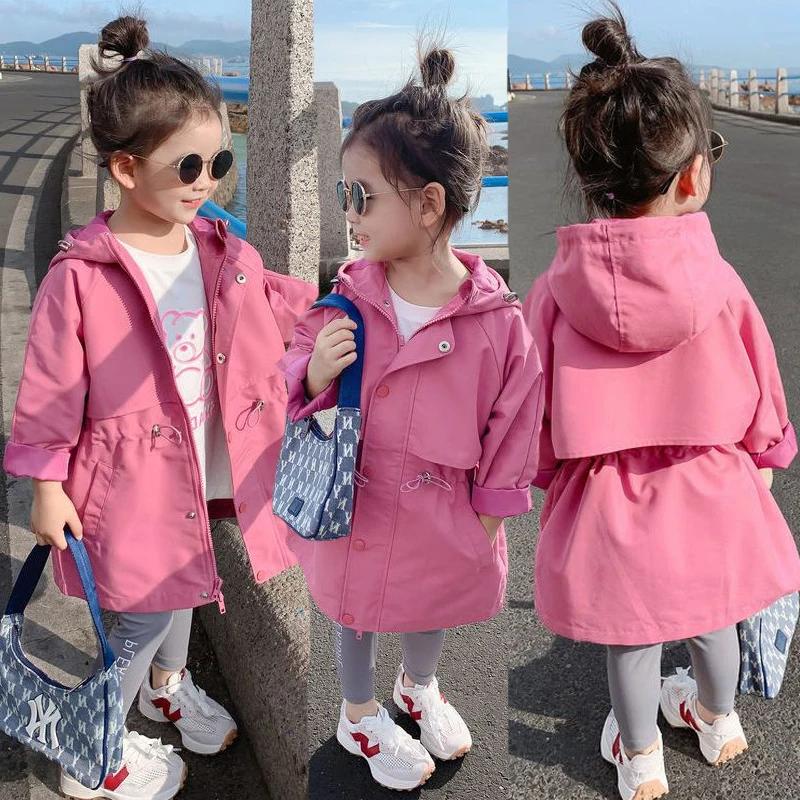 Manteau à capuche rétractable pour filles de 3 à 12 ans, veste coupe-vent, Style Long, offre spécial