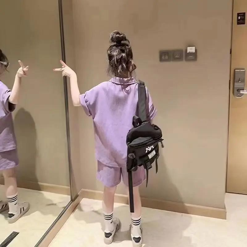 Ensemble T-shirt et pantalon à manches courtes pour filles, vêtements de sport décontractés, olympiq