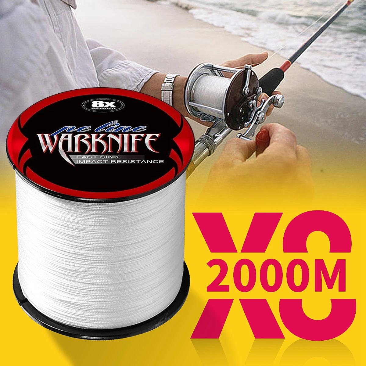 Warknife-Ligne de pêche multifilament tressée en PE, fil de pêche japonais à 8 brins, 6-300lb, 2000m