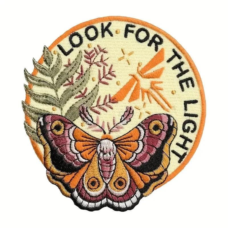 Patch brodé Look For Light Moth, 1 pièce, Badge d'inspiration d'animaux naturels, cadeau à repasser