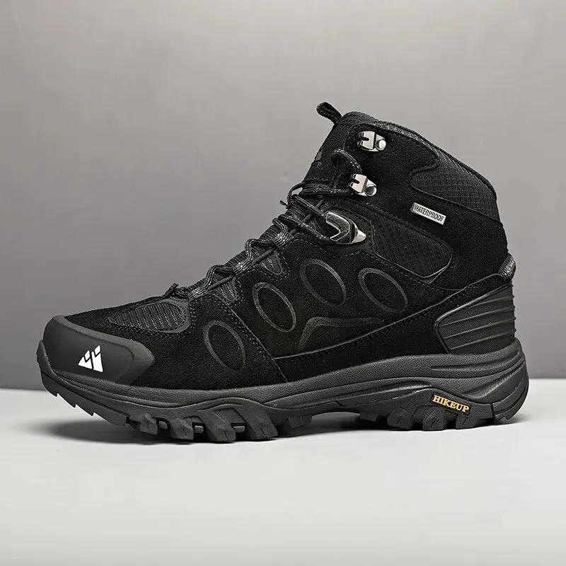 HIKEUP-Bottes de randonnée en daim pour hommes, chaussures de plein air à lacets, bottes de sport ch