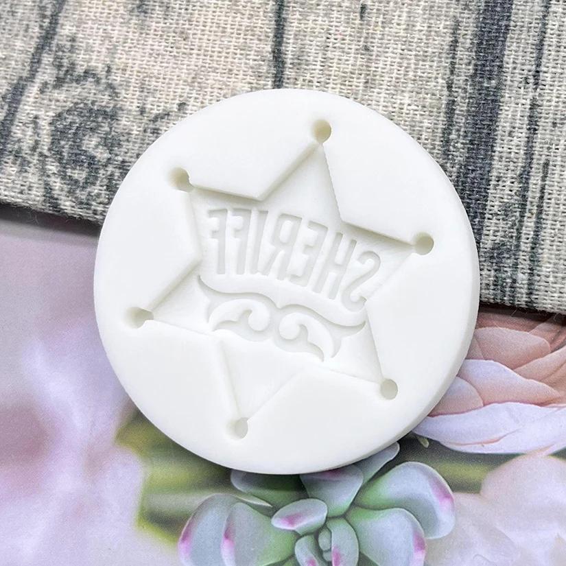 Moule de pâtisserie en Silicone pour cupcakes chocolat, Badge de Sheriff, outils en résine, outils d