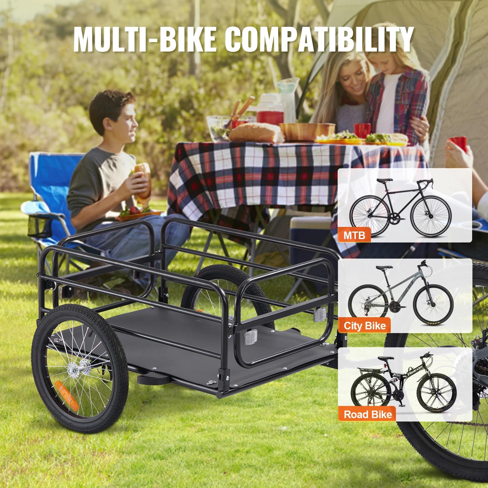 SucceBuy 160 lbs remorque de chargement de vélo chariot de vélo de rangement pliable avec roues de 1