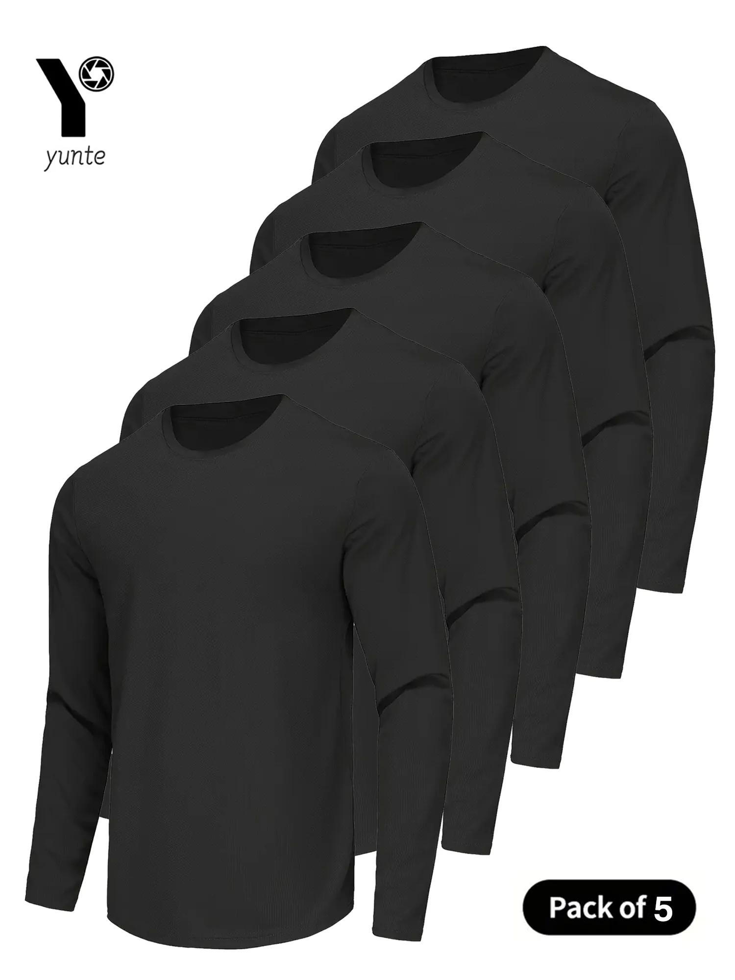 Chemise à col rond à manches longues pour homme, haut de fitness à séchage rapide, chemise de sport