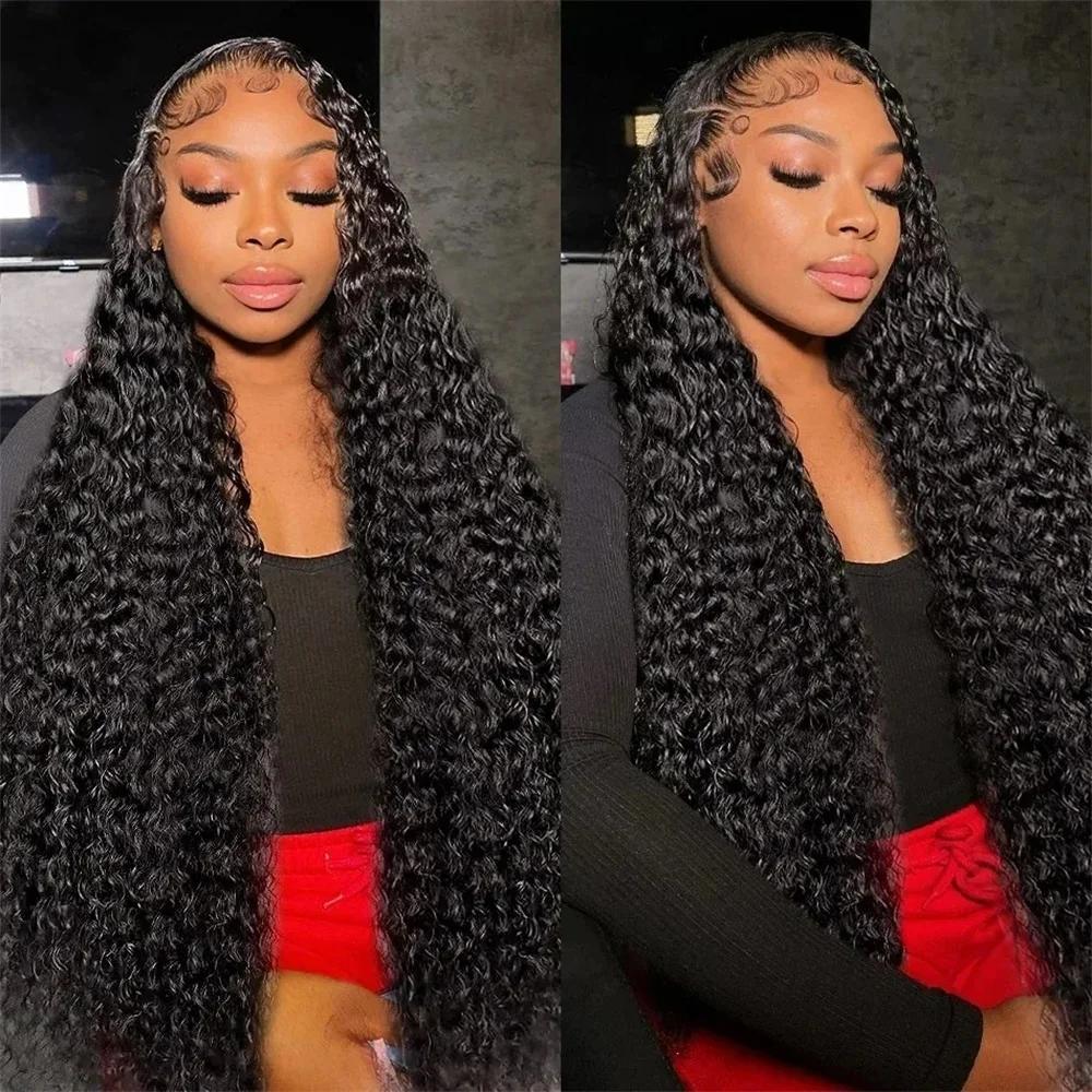 Perruque Lace Front Wig Brésilienne Naturelle, Cheveux Bouclés, Deep Wave, 13x4, 13x6, HD, Densité 2