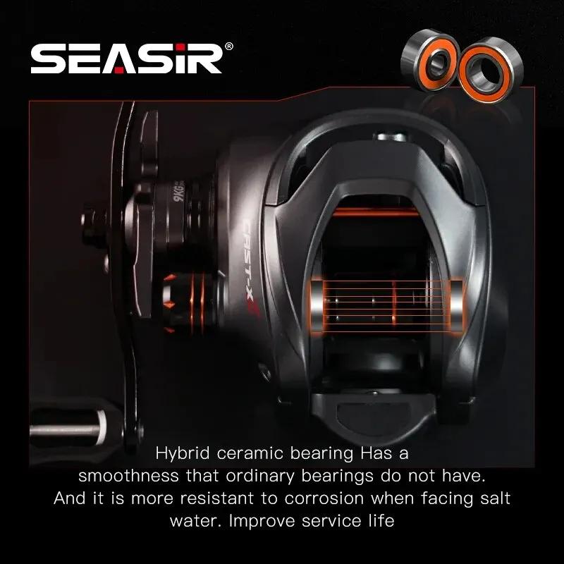 SEASIR-Moulinet de pêche Baitcasting X2, roulement en céramique hybride, rondelle en fibre de carbon