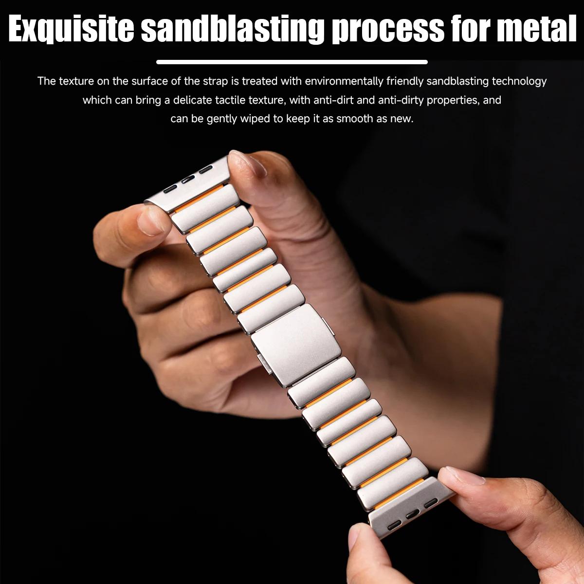Bracelet en titane + Silicone pour Apple Watch Ultra 3/2/1 49mm S11 46mm, Bracelet magnétique de lux