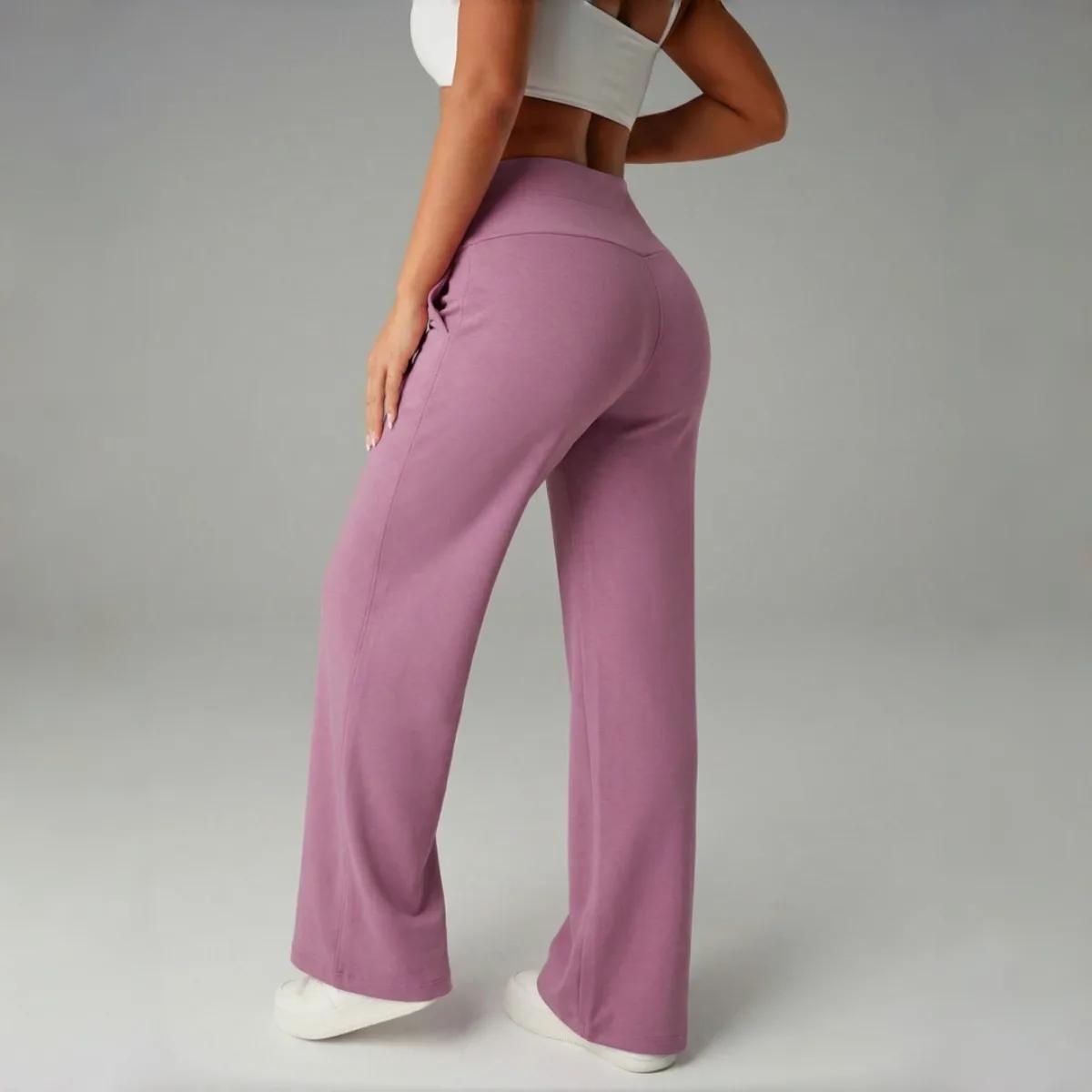 STOUREG Pantalon de yoga taille haute pour femme, pantalon d'entraînement ample à jambes larges avec