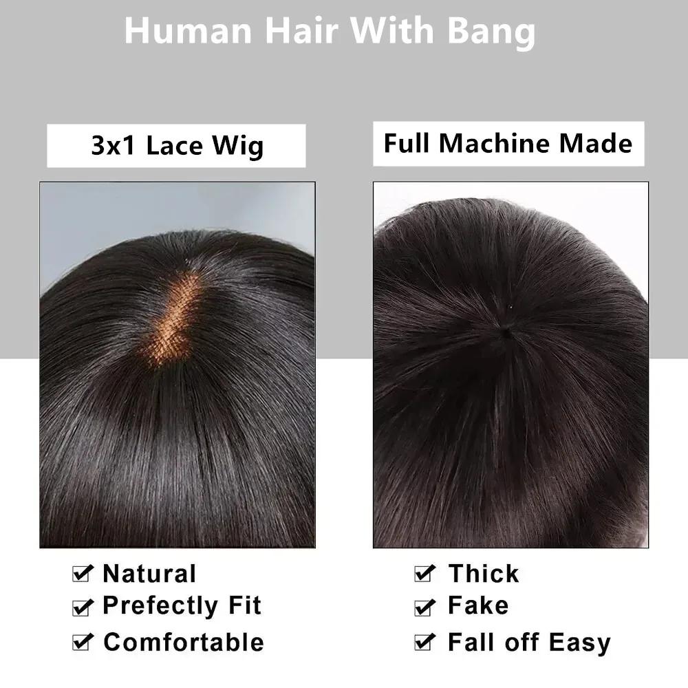 30 pouces os perruque droite avec frange frange perruque de cheveux humains pour les femmes brésilie