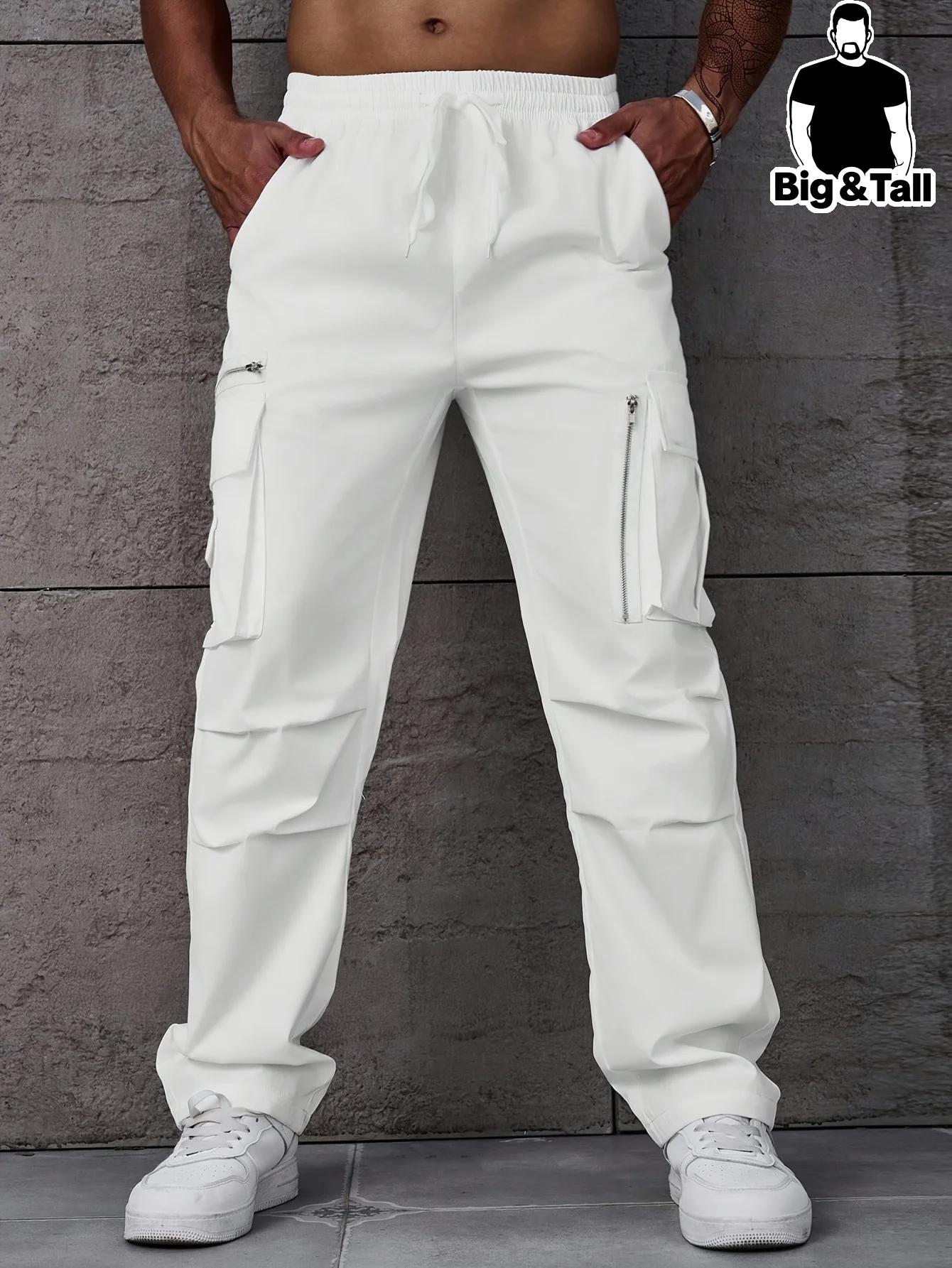 Pantalons de travail grande taille pour hommes avec poches latérales à rabat, pantalons utilitaires,