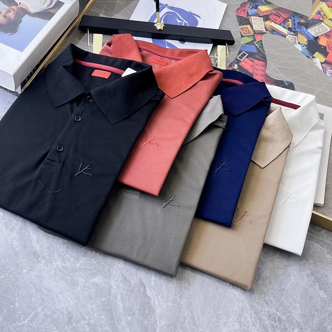 BLLIYOSS T-Shirt nouveaux hommes soie coton haute qualité ventiler décontracté demi manches couleur