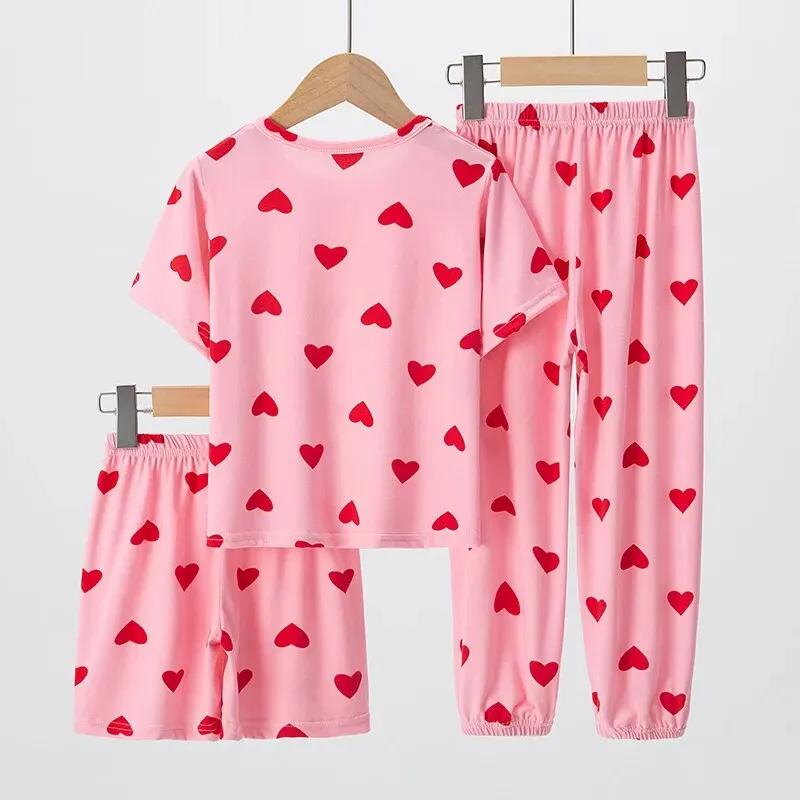 3 pièces fille été amour pantalons à manches courtes Shorts trois pièces fille Ōwarawa confortable m
