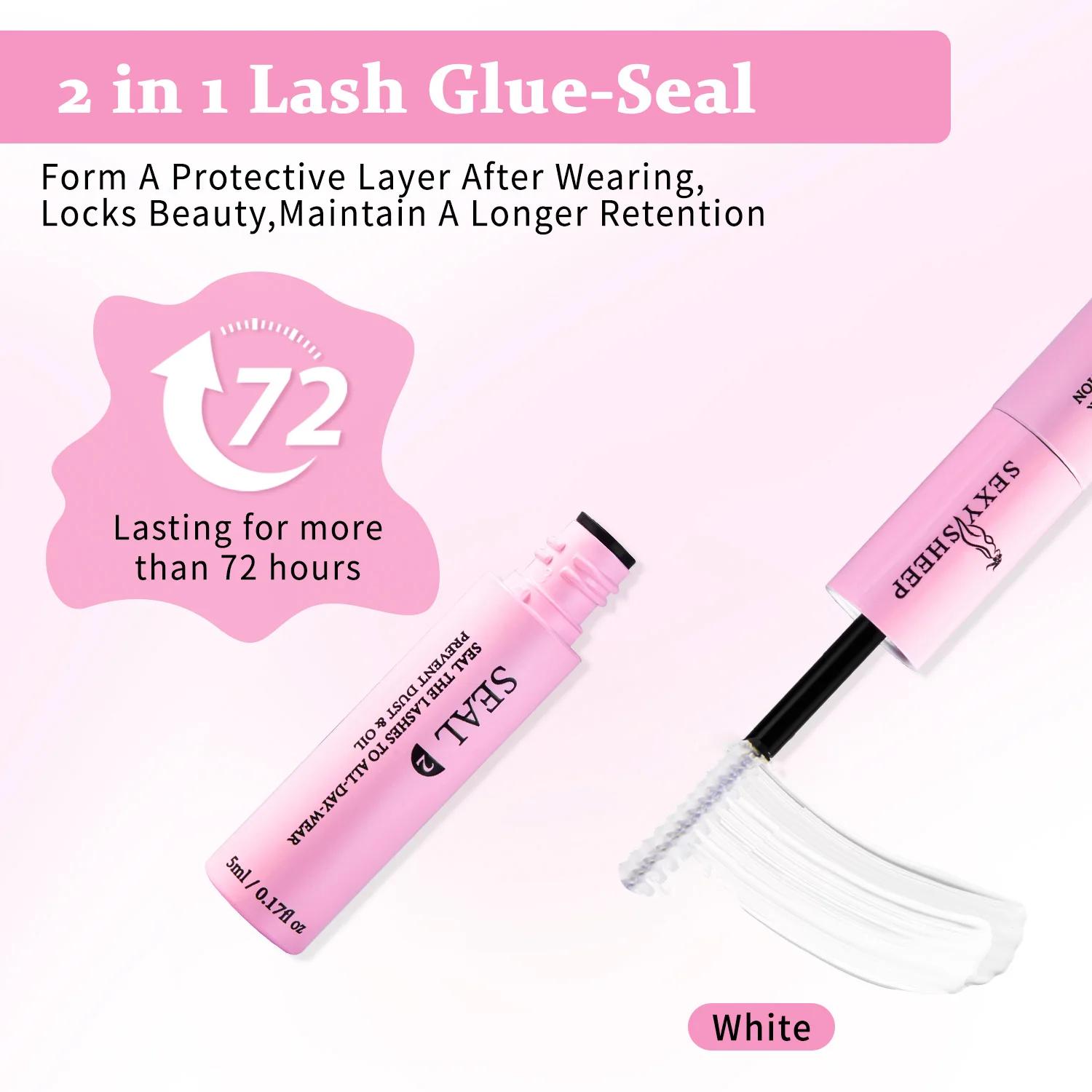 Ensemble de 3 produits pour extensions de cils : colle et scellant pour cils individuels 10 ml, tenu
