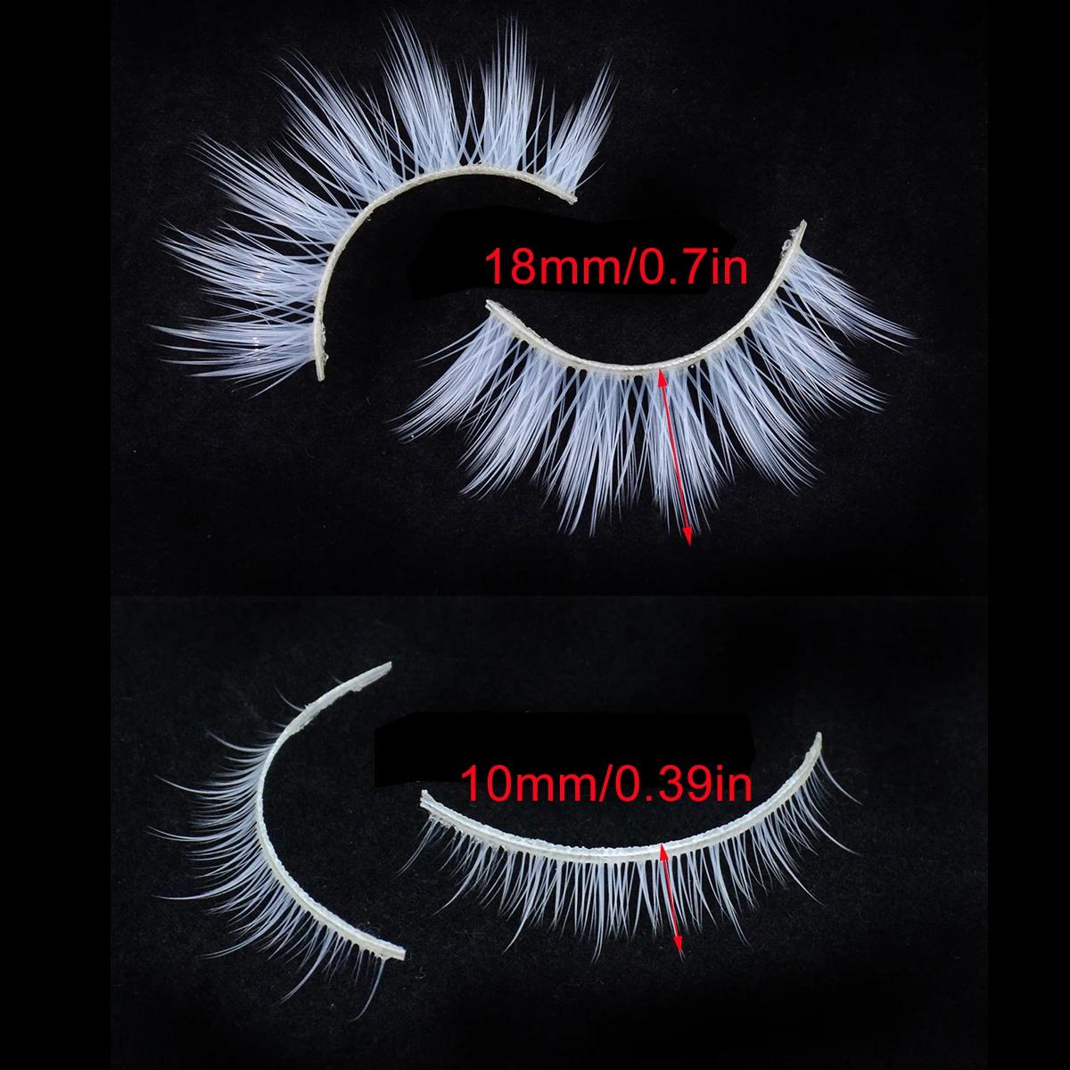 2 paires/cas 3D cils blancs bande claire couleur neige cils Cosplay Halloween Manga cils maquillage