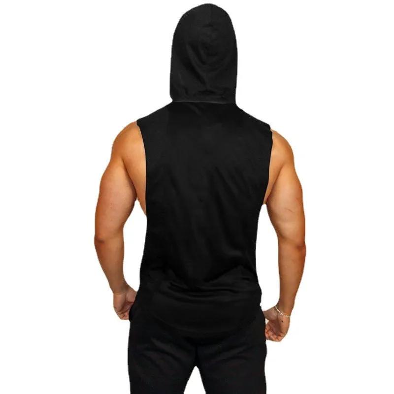 T-shirts d'été amples sans manches à capuche en coton respirant pour hommes, Singlets de Sport, déba